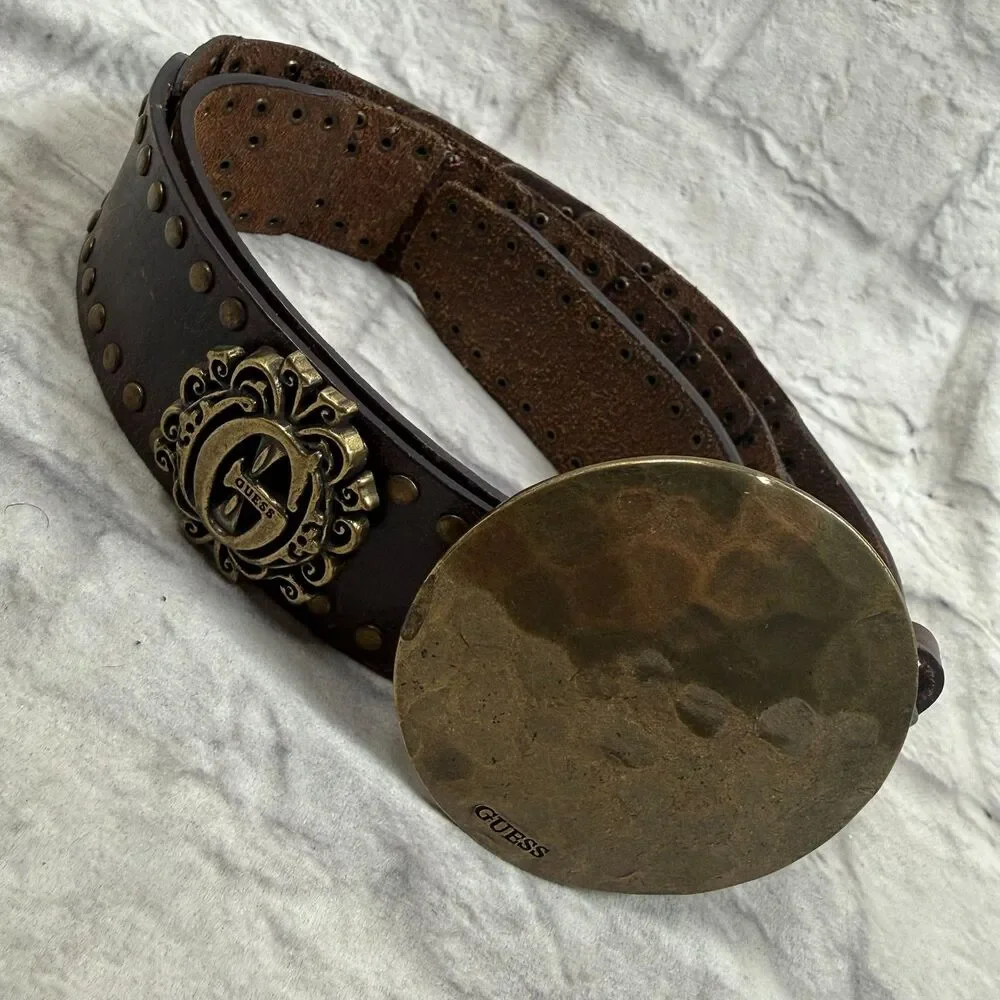 VTG Guess Women's Leather Studded Waist Belt 42
